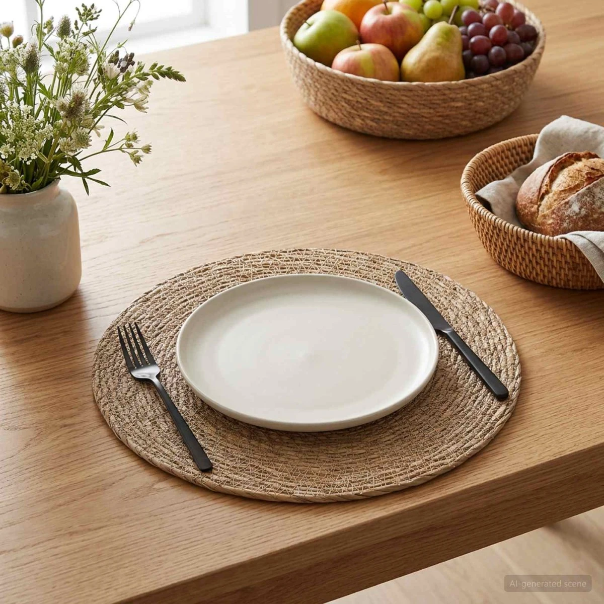 vidaXL Søgræs bordskånere, 4 stk., 30 cm, Naturfarvet