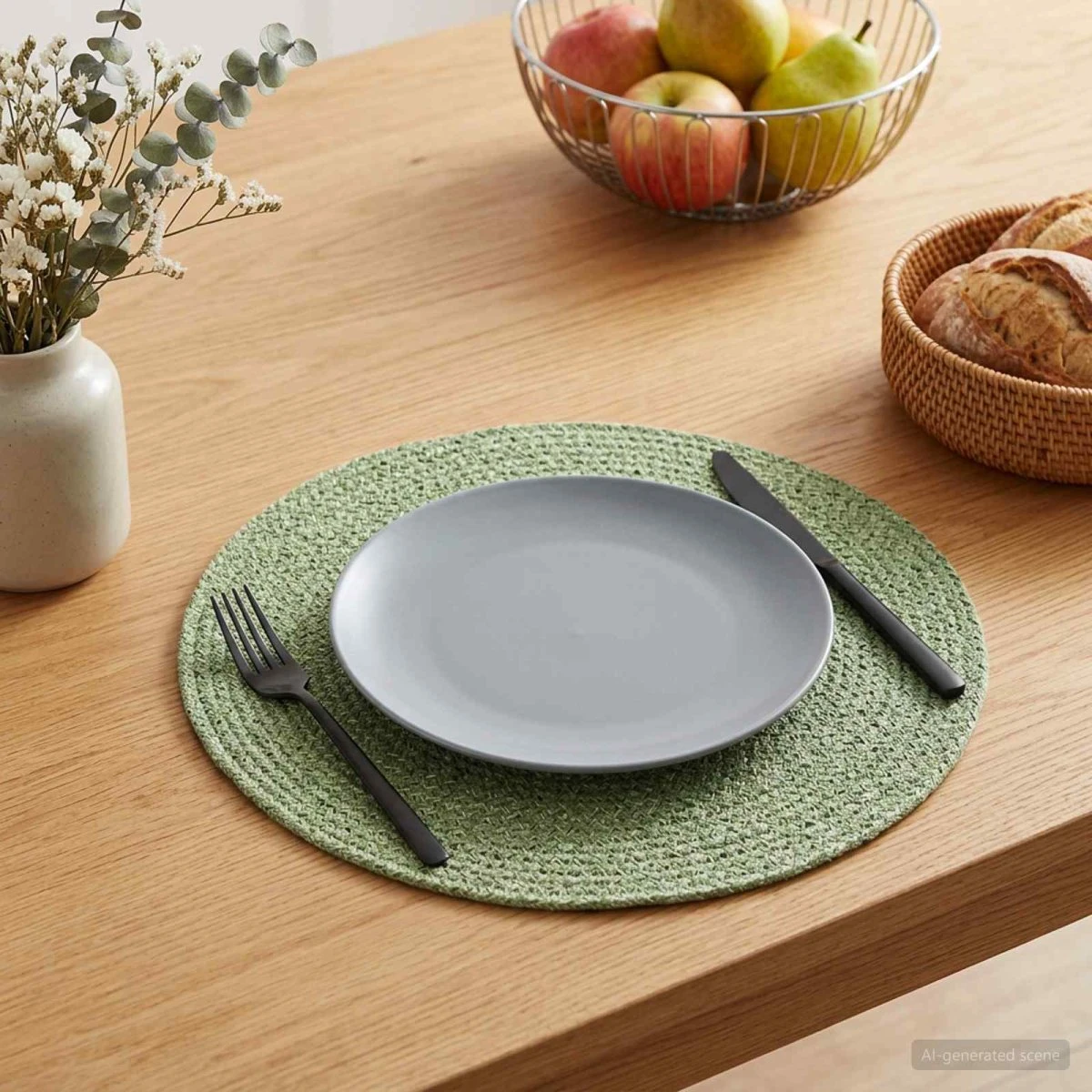 vidaXL Jute dækkeservietter 4 stk. Olivengrøn 30 cm