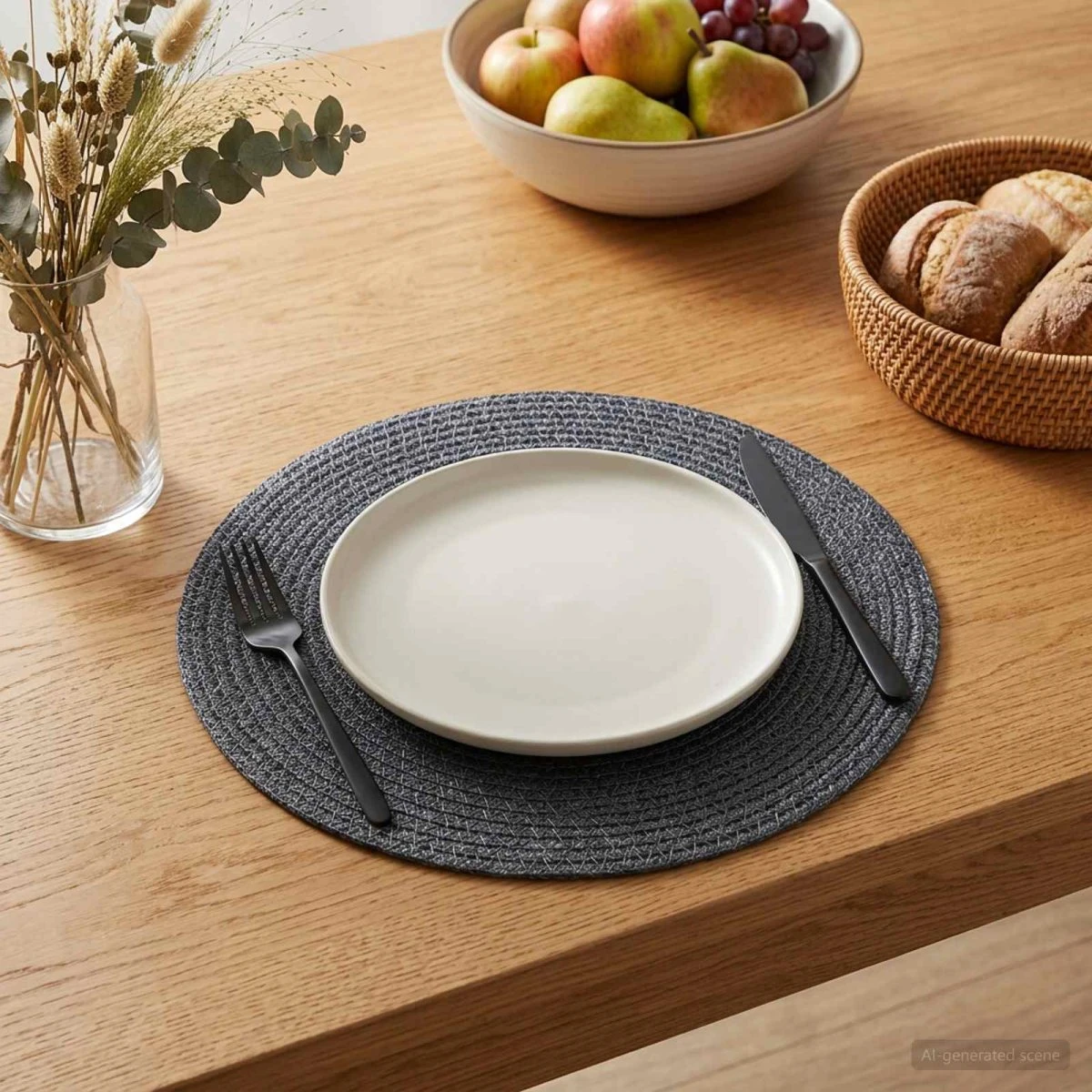 vidaXL Jute dækkeservietter 6 stk. Mørkegrå 30 cm
