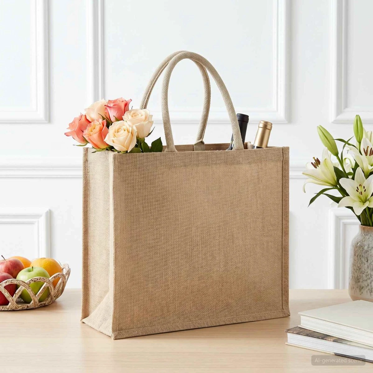 vidaXL Jute tasker 50 stk. Naturfarvet 42 x 33 x 19 cm