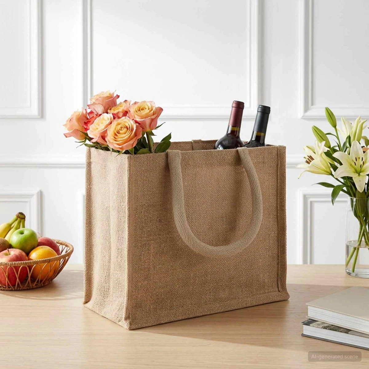 vidaXL Jute tasker 50 stk. Naturfarvet 26 x 22 x 14 cm