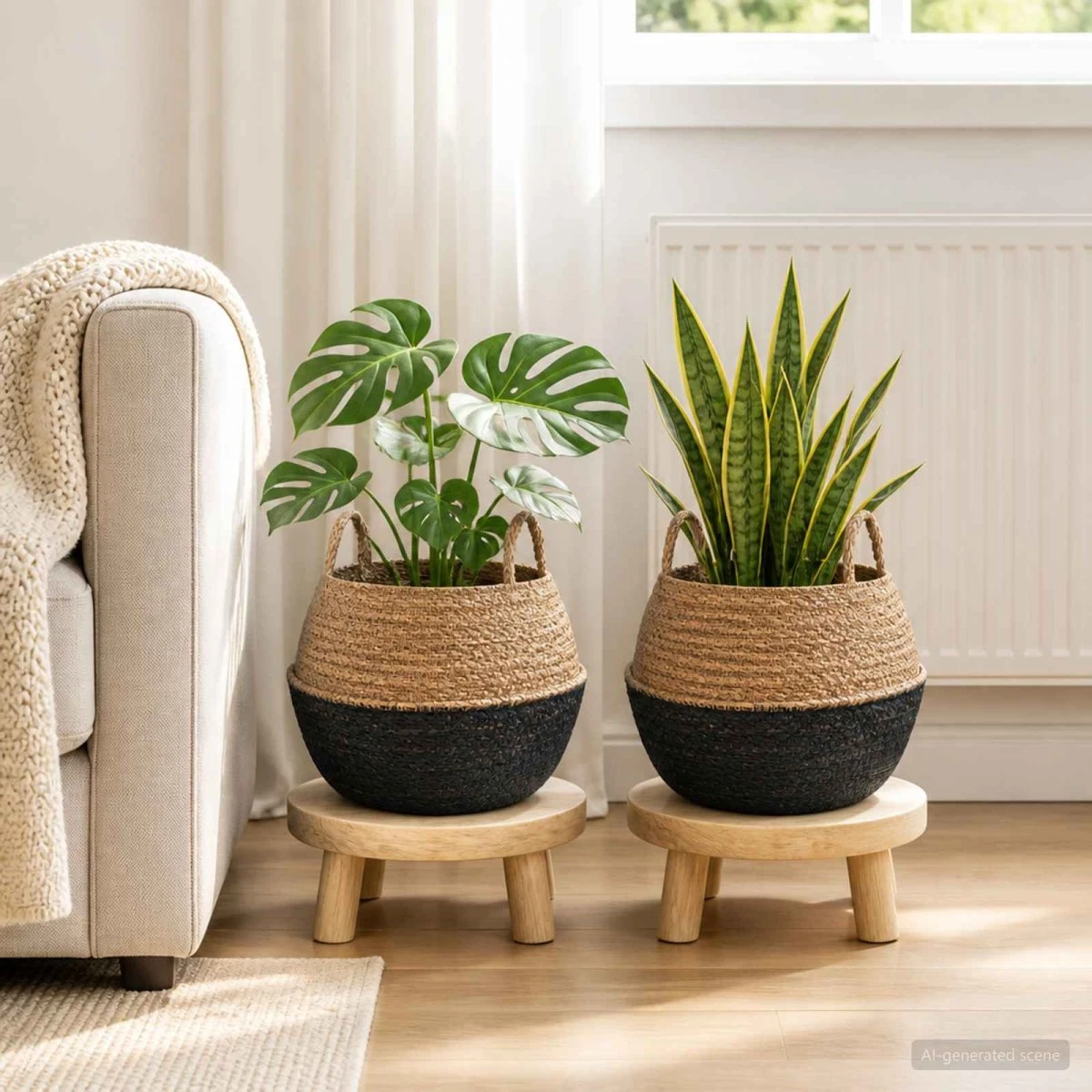 vidaXL Plantekrukke med håndtag 2 stk. Sort Ø 45 x 36 cm Søgræs
