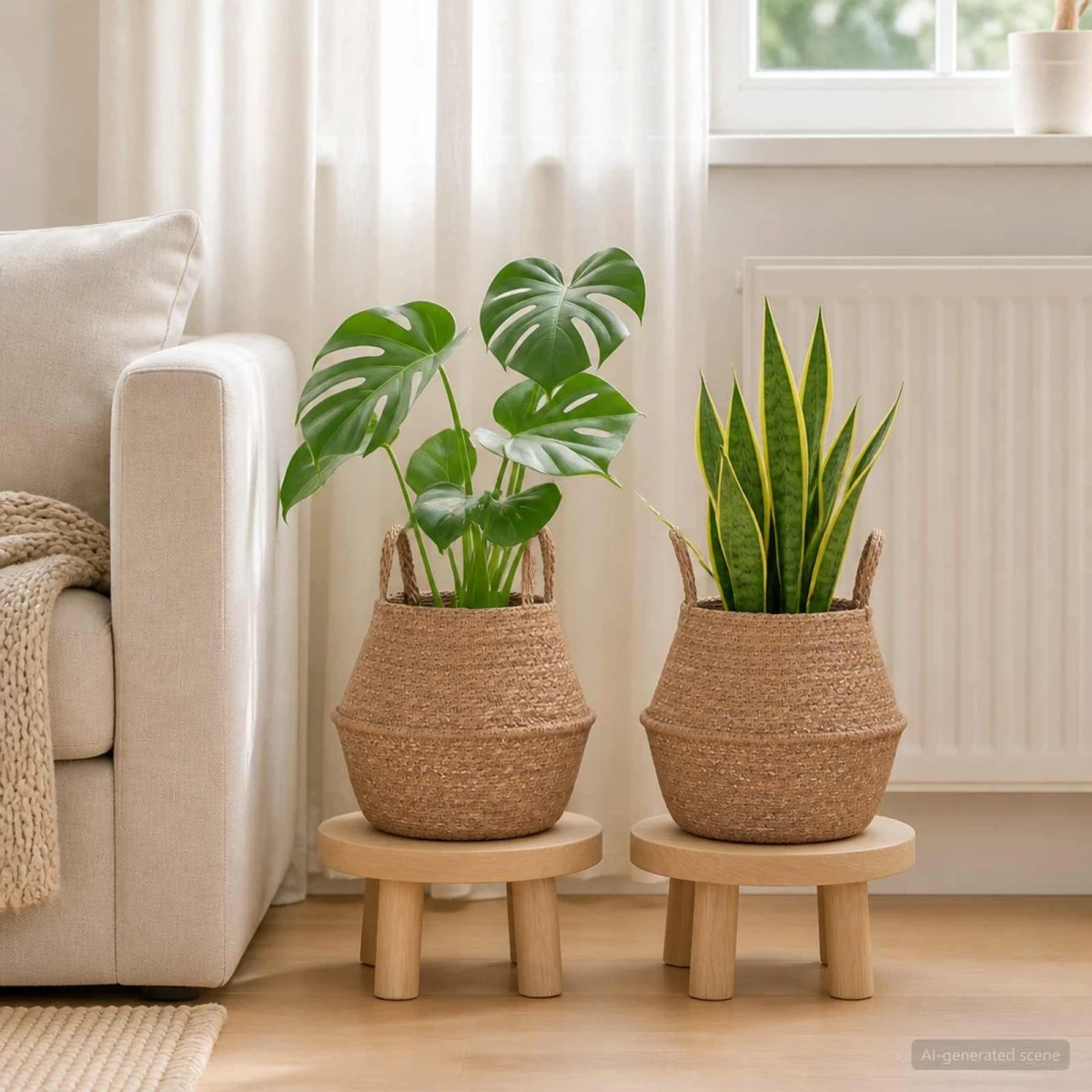 vidaXL Plantekrukke med håndtag i søgræs, 2 stk. Ø 22 x 20 cm