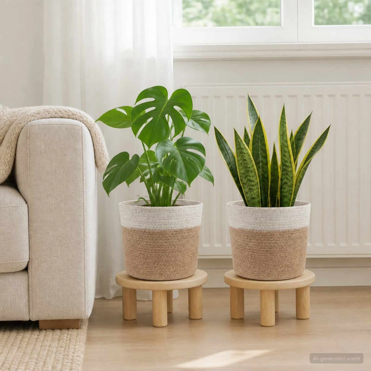 vidaXL Plantepotte Sæt 2 stk. Jute Natur/Hvid Ø 21 cm