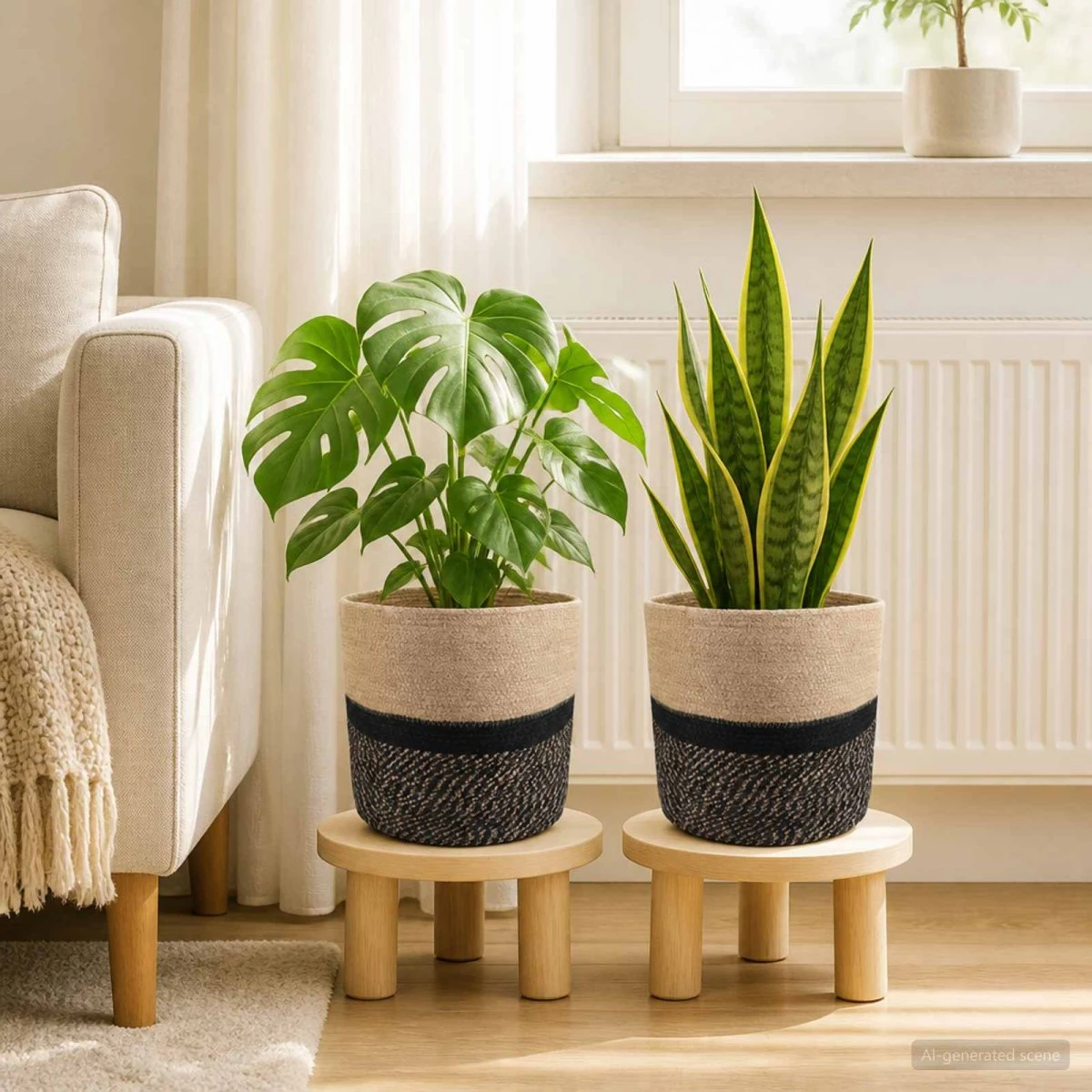 vidaXL Plantepotte Sæt 2 stk. Jute Ø 28 x 28 cm - Natur & Sort