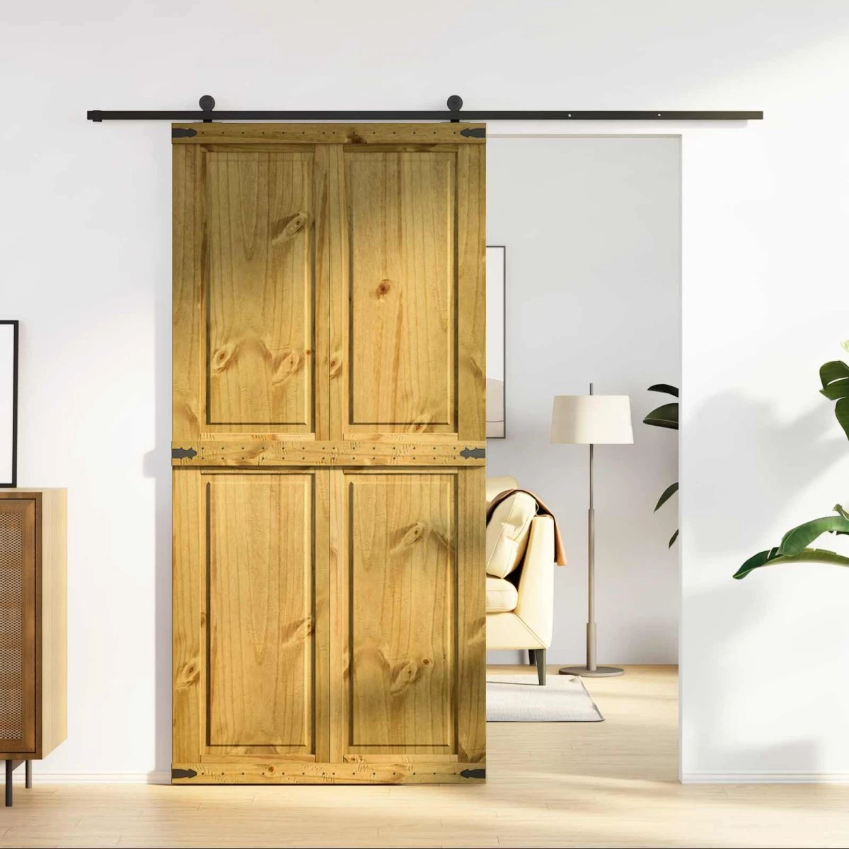 vidaXL Ladedør CORONA 100 x 210 cm i massivt fyrretræ - Honningbrun