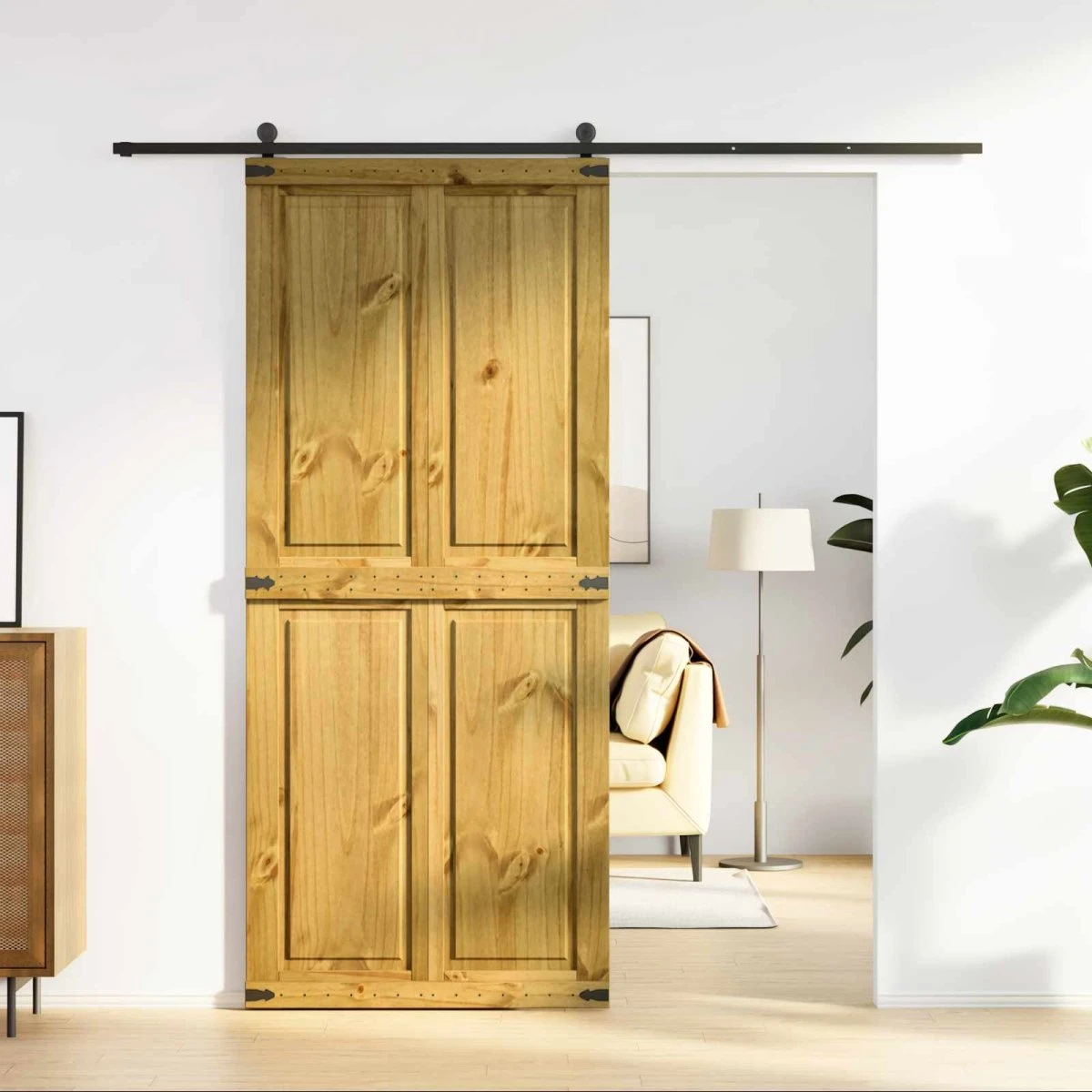 vidaXL Ladedør CORONA 90 x 210 cm i massivt fyrretræ - Honningbrun