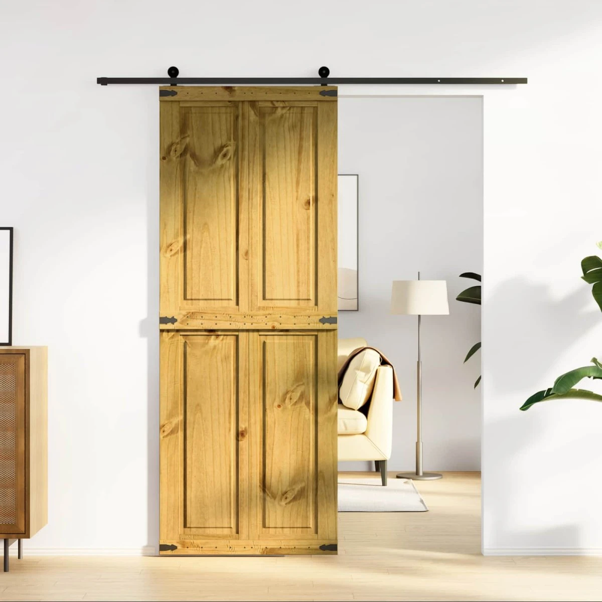 vidaXL CORONA Ladedør i massivt fyrretræ - 80 x 210 cm, Honningbrun