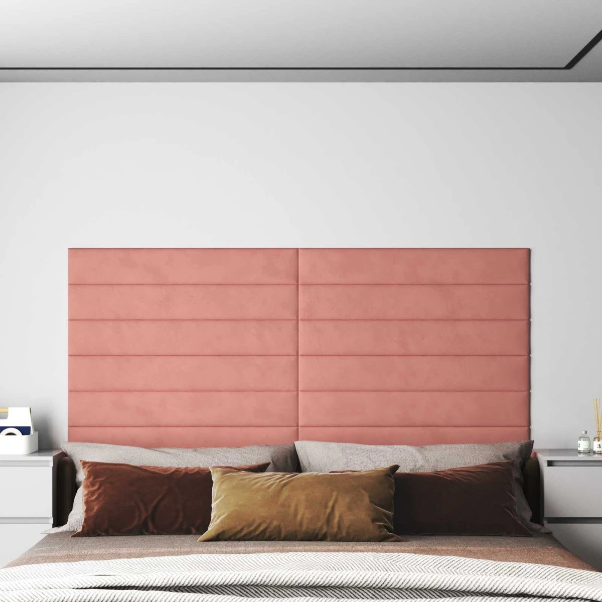 vidaXL Væghovedgærde 12 stk. Lyserød Fløjl