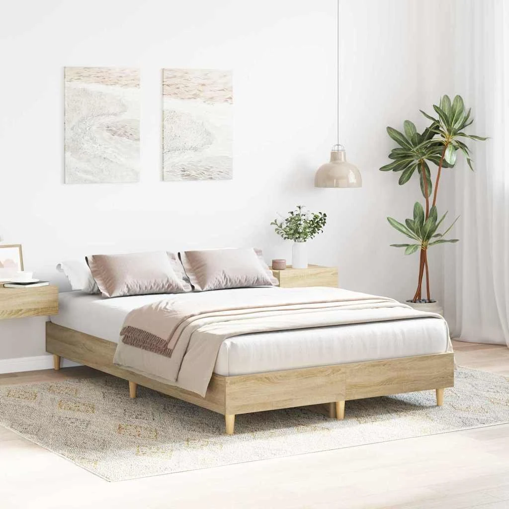 vidaXL Sengestel Sonoma 137 x 190 cm i konstrueret træ