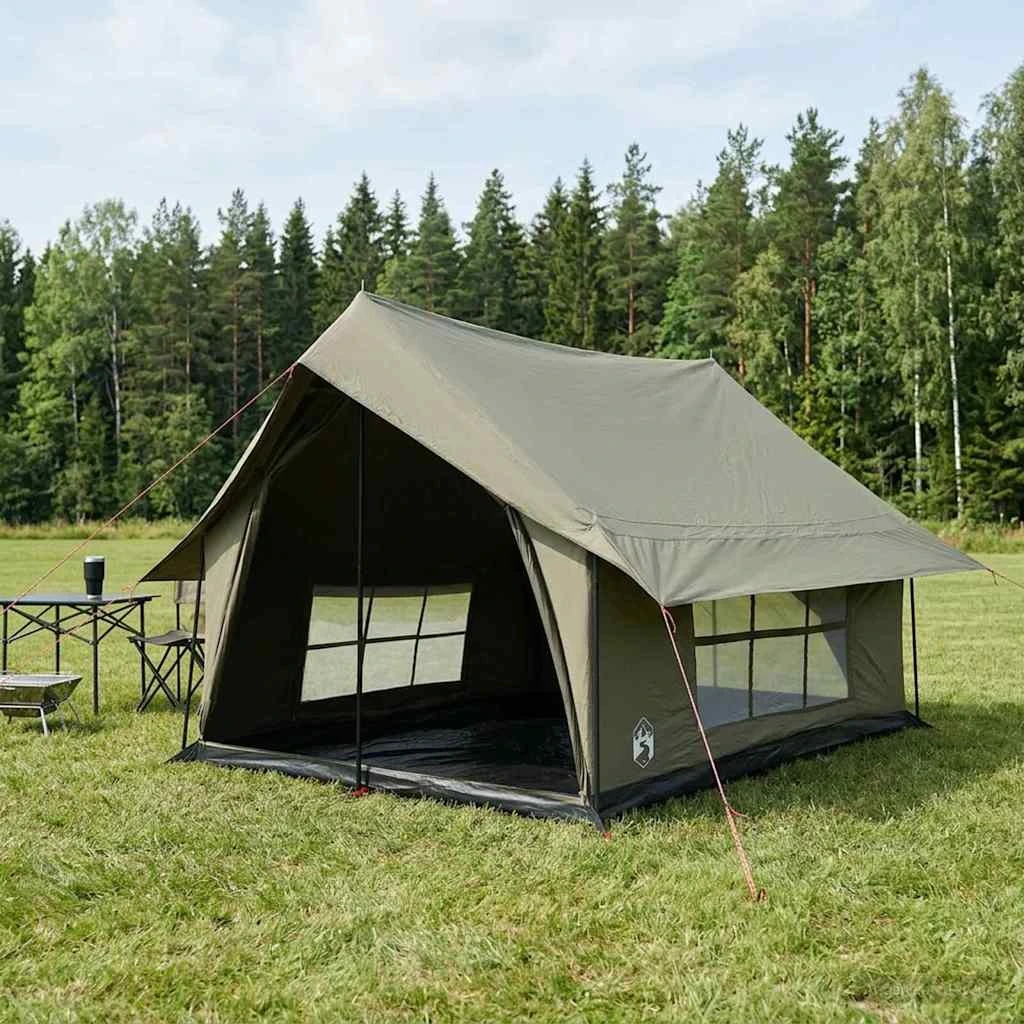 vidaXL Hyttetelt Army Grøn 340 x 246 x 210 cm Polybomuld