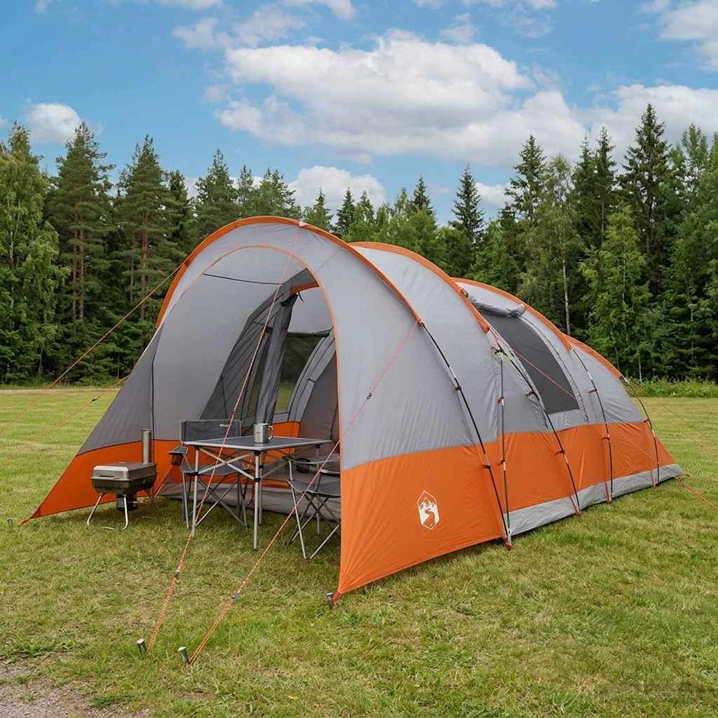 vidaXL Tunneltelt Grå og Orange 560 x 395 x 212 cm