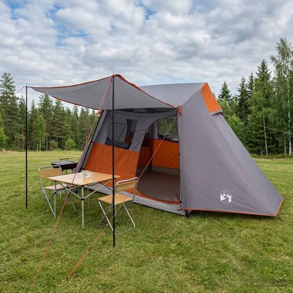 vidaXL Tunneltelt Grå og Orange 475 x 220 x 192 cm