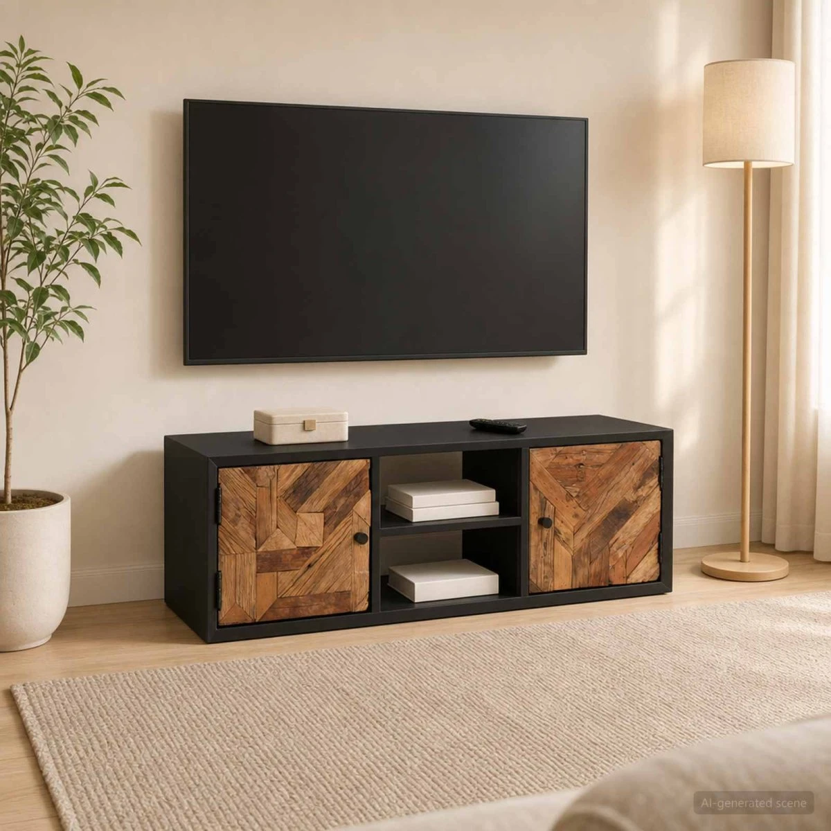 vidaXL TV-skab i genbrugstræ med hylde og døre, 105 x 30 x 35 cm