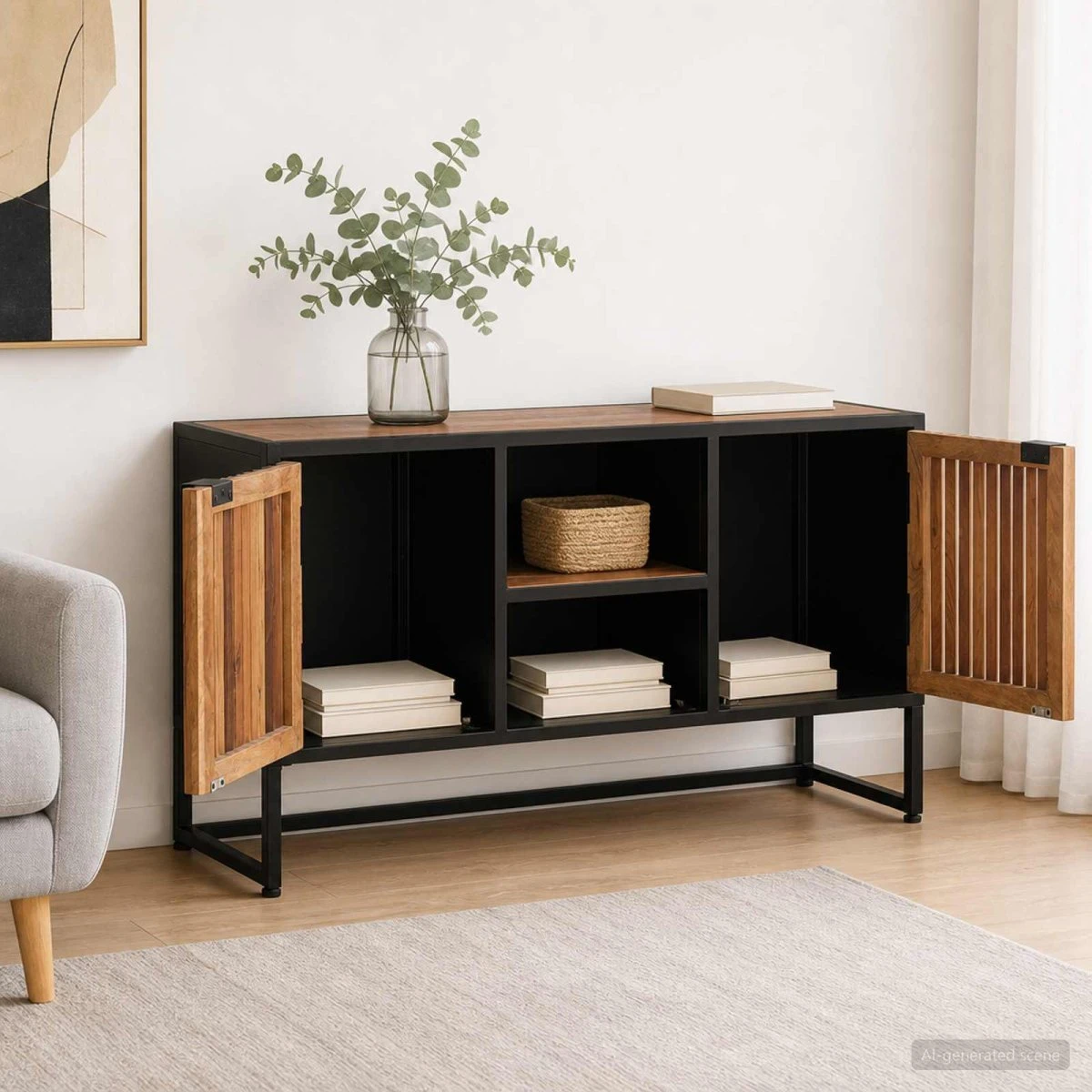 vidaXL Sideboard i massivt mangotræ, 105 x 30 x 55 cm