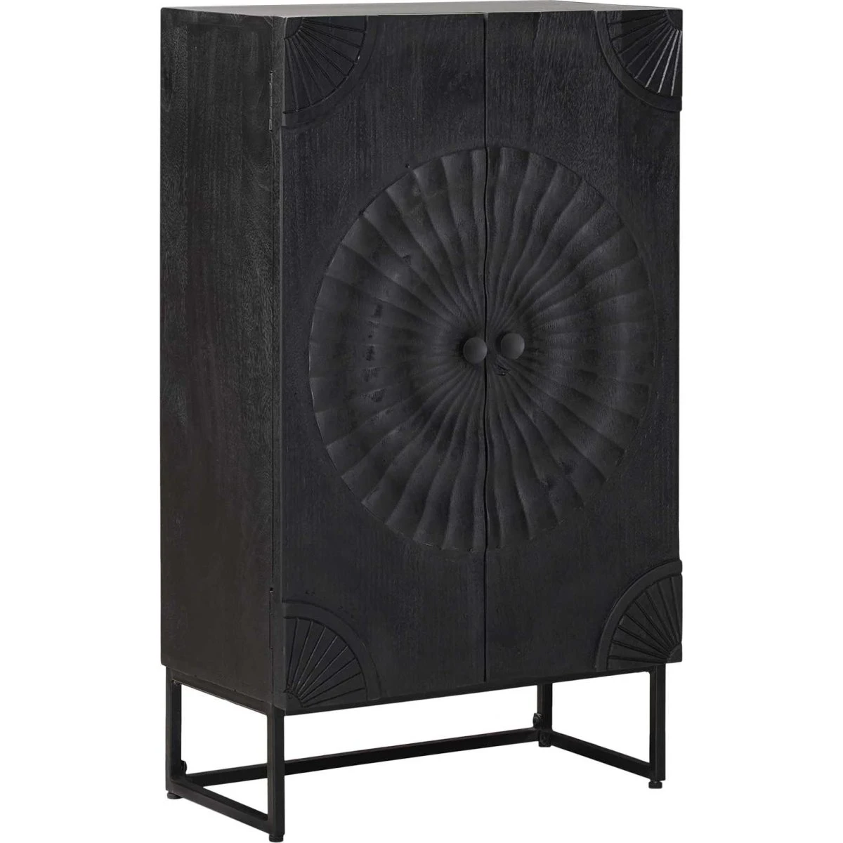 vidaXL Highboard Sort i Massivt Mangotræ - 55 x 30 x 95 cm