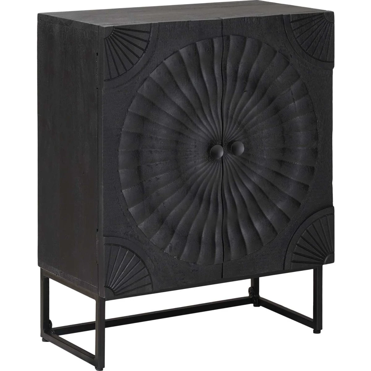 vidaXL Sideboard Sort i Massivt Mangotræ, 55 x 30 x 70 cm