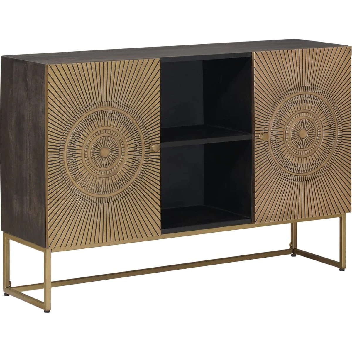 vidaXL Sideboard Messing 105 x 30 x 70 cm i massivt mangotræ