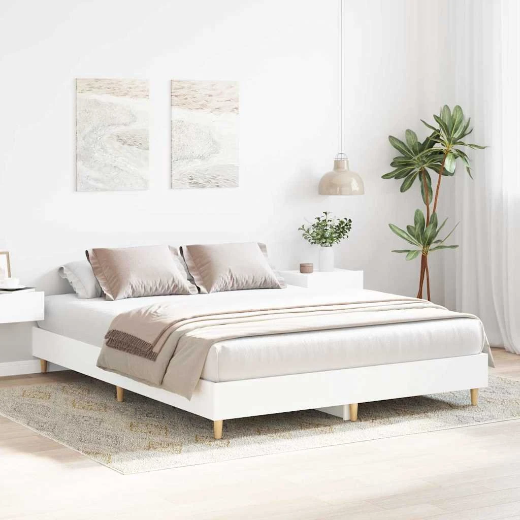 vidaXL Sengestel 152 x 203 cm Hvid i Konstrueret Træ
