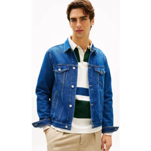 Tommy Hilfiger Truckerjakke i blå denim - MW0MW42629