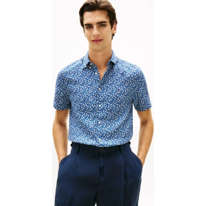 Linen Tropical Print SS RF Shirt