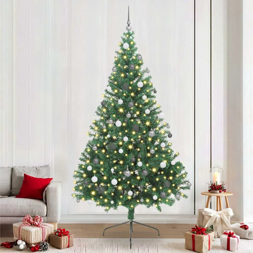 vidaXL Kunstig Forbelyst Juletræ 240 cm Grøn med 300 LED