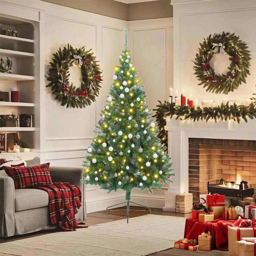 vidaXL Kunstig Forbelyst Juletræ 180 cm - 300 LED - Grøn