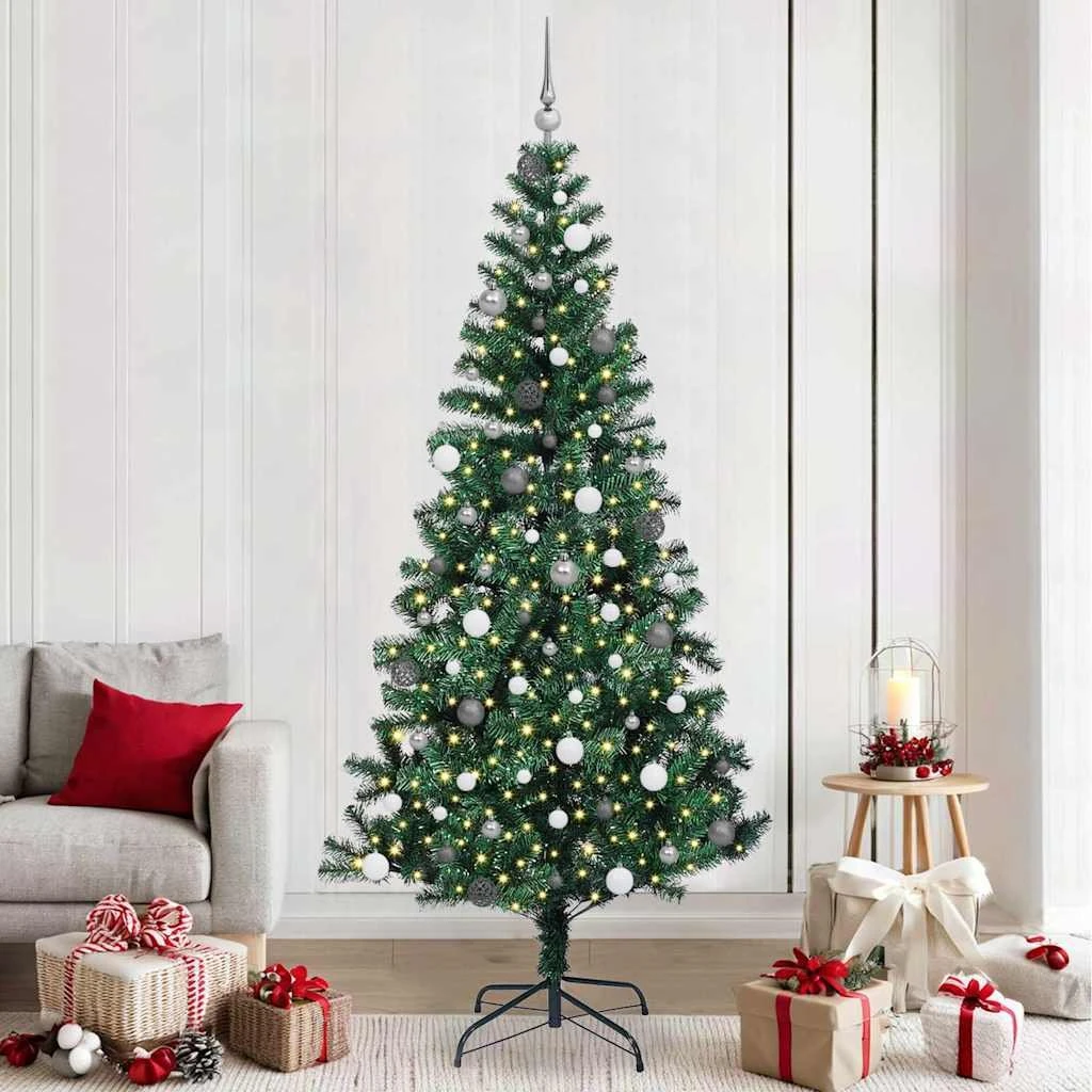 vidaXL Kunstigt Juletræ med LED-lys, Grøn, 240 cm