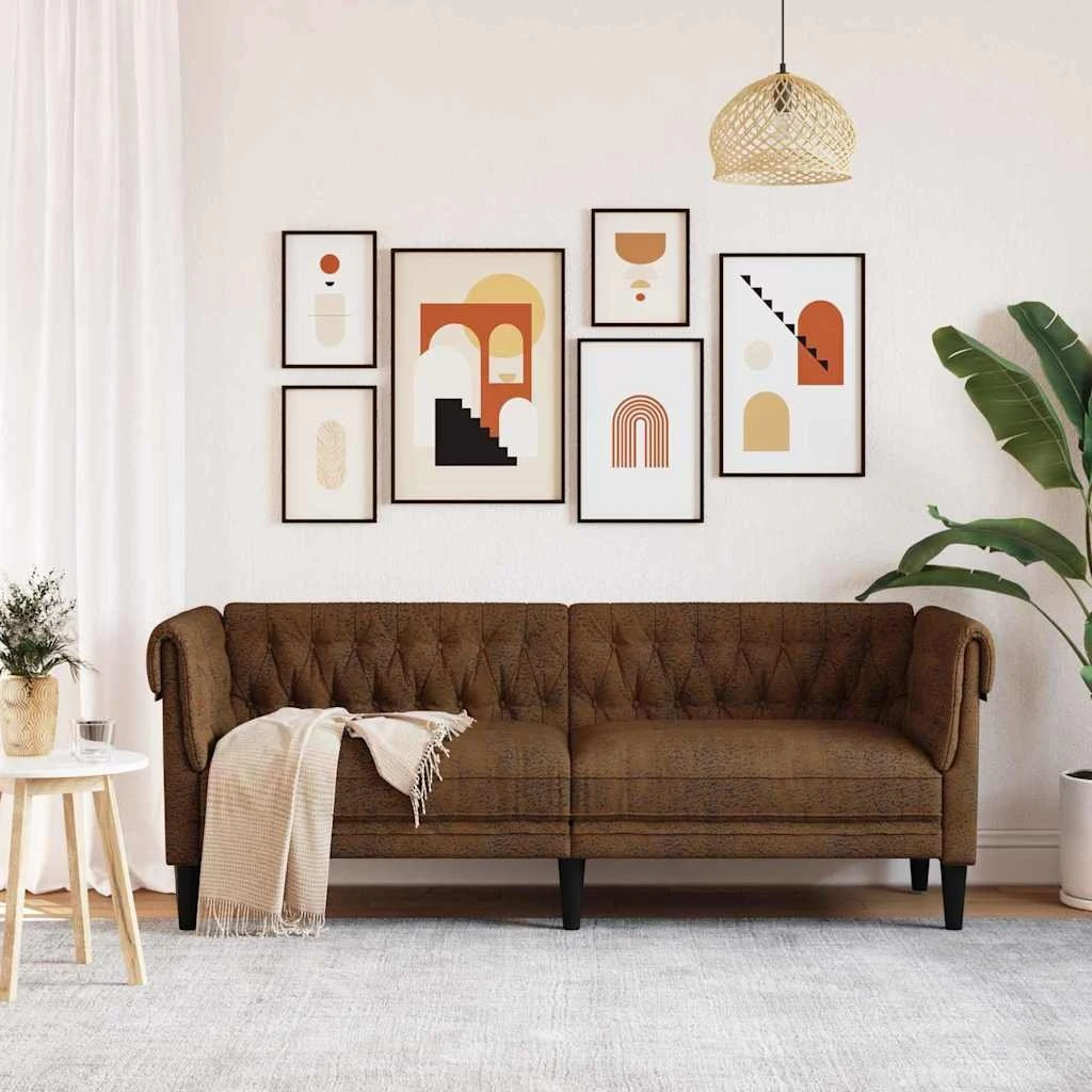 vidaXL Chesterfield sofa 3-personers - Brun, 201,5 cm