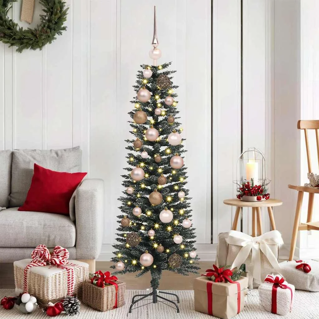 vidaXL Kunstigt juletræ med LED og stativ, Grøn, 120 cm
