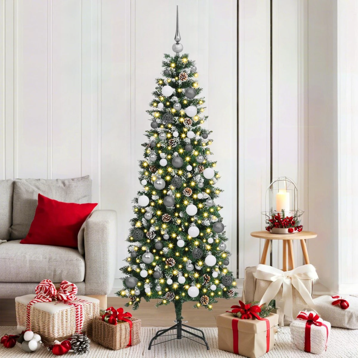 vidaXL Kunstigt juletræ 180 cm Grøn med LED-lys