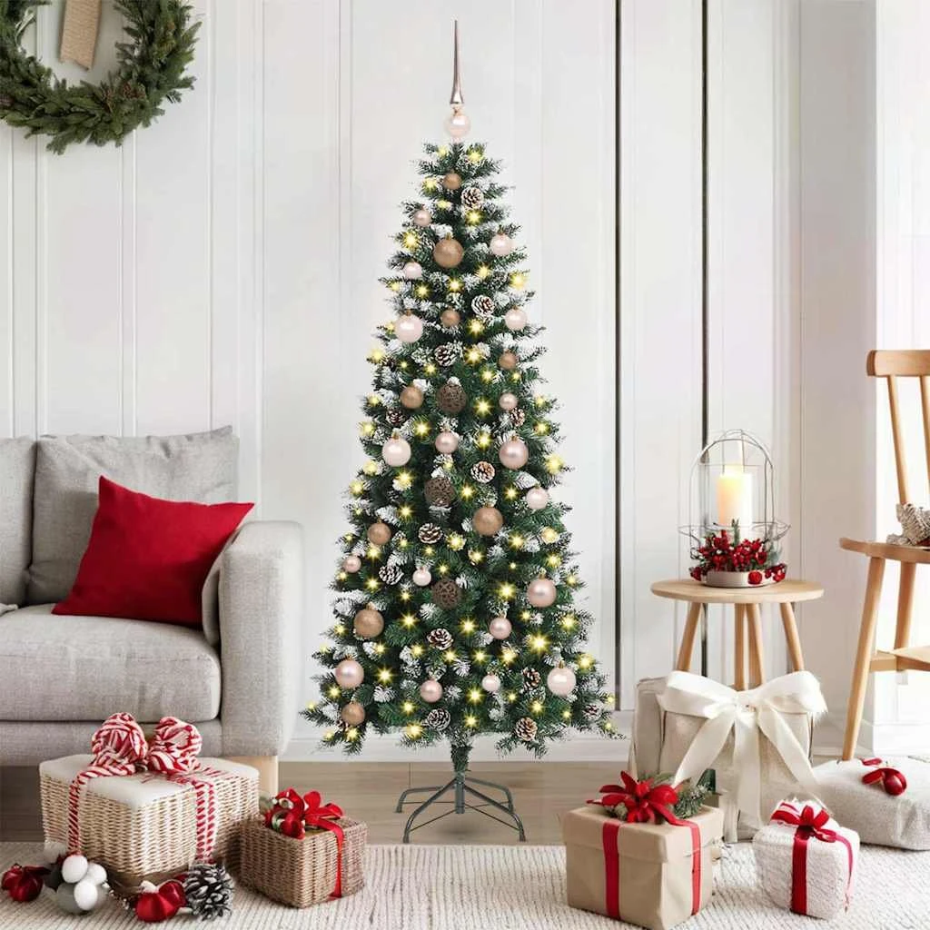 vidaXL Kunstigt Juletræ 150 cm Grøn med LED og Kugler