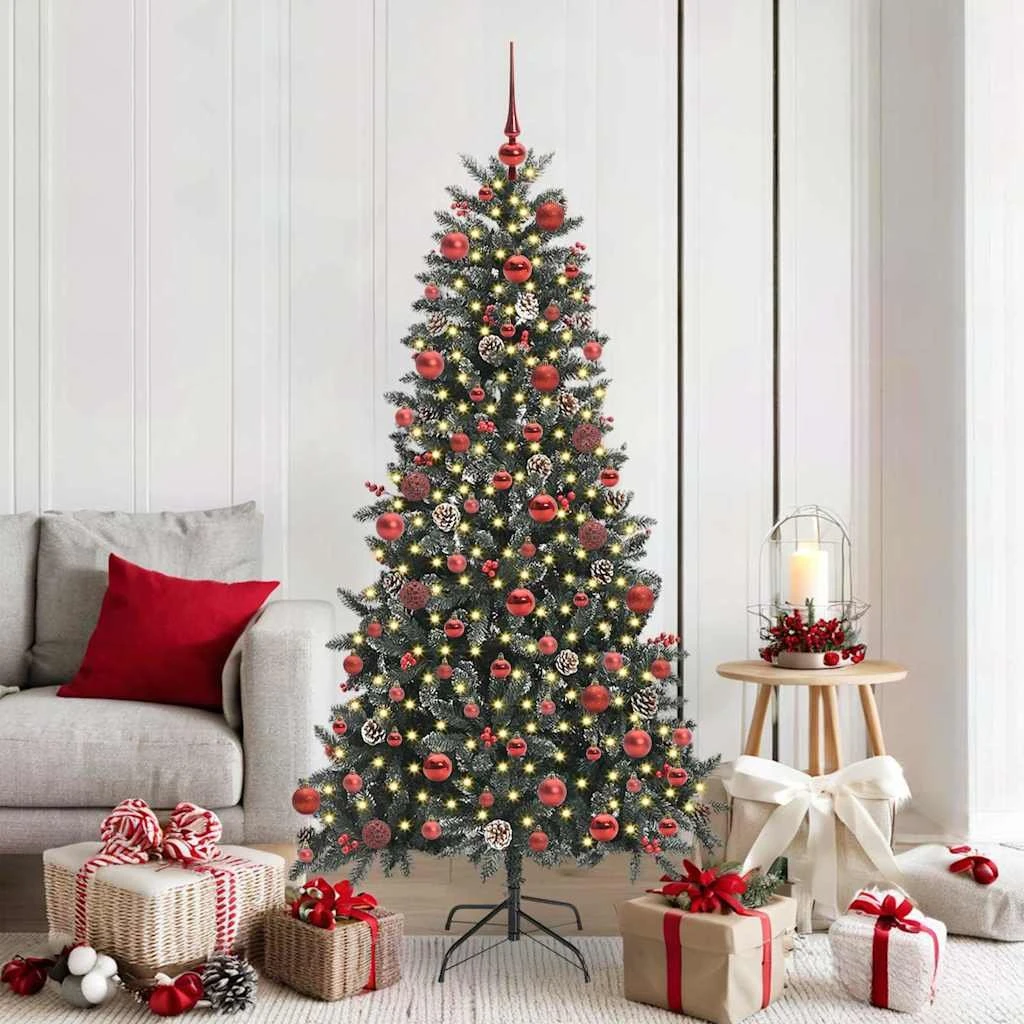 vidaXL Kunstigt juletræ med LED-lys, Grøn, 180 cm
