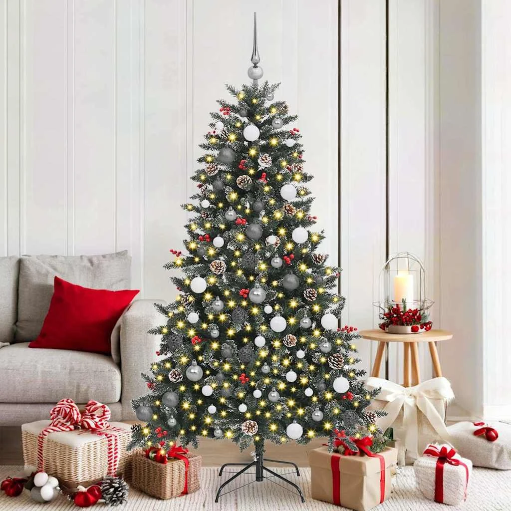 vidaXL Kunstigt Juletræ med LED-lys, Grøn, 180 cm