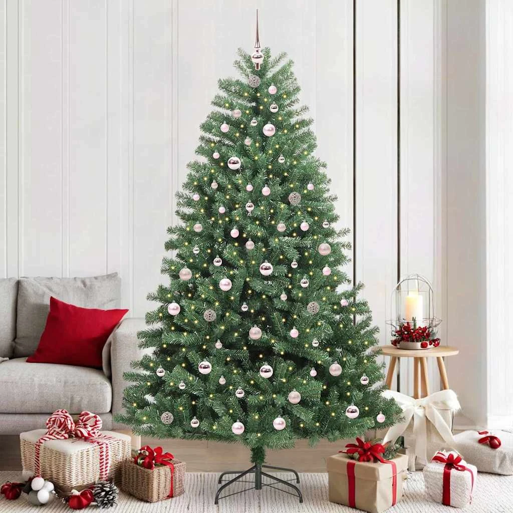 vidaXL Kunstigt Juletræ 210 cm Grøn med LED-lys