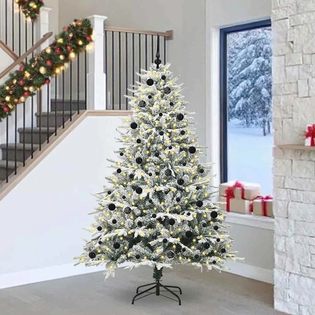 vidaXL Kunstigt juletræ med kugler og LED - Grøn, 240 cm