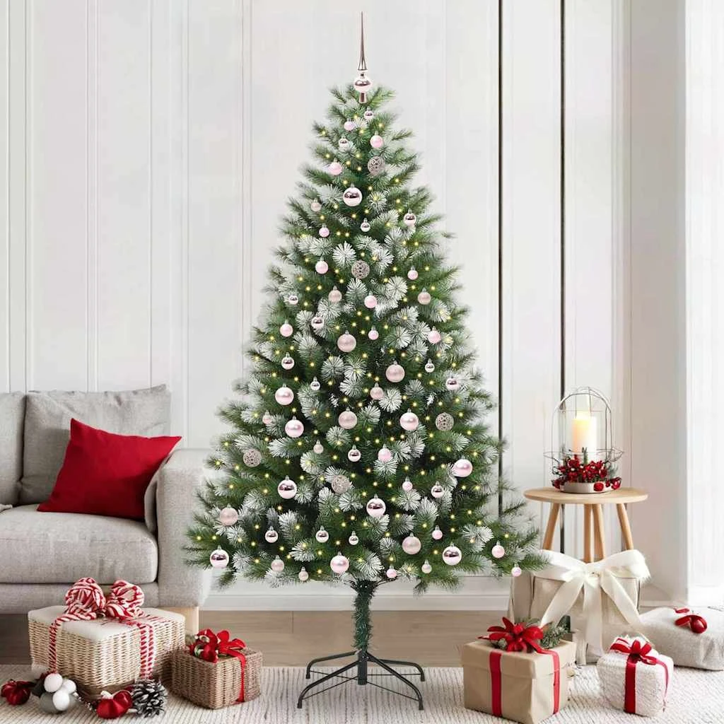 vidaXL Kunstigt Juletræ med Flocket Sne, 300 LED, 210 cm