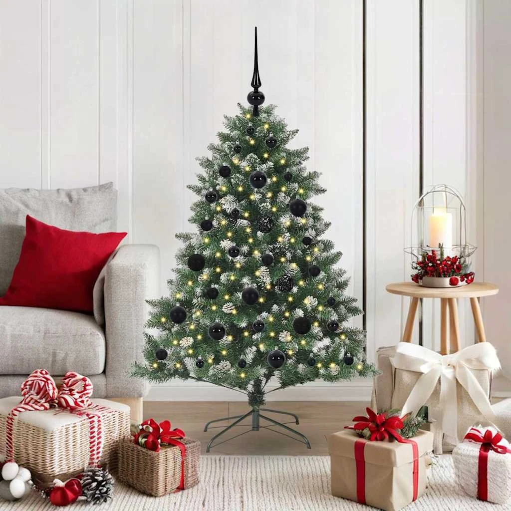 vidaXL Kunstigt juletræ med LED-lys, Grøn, 120 cm