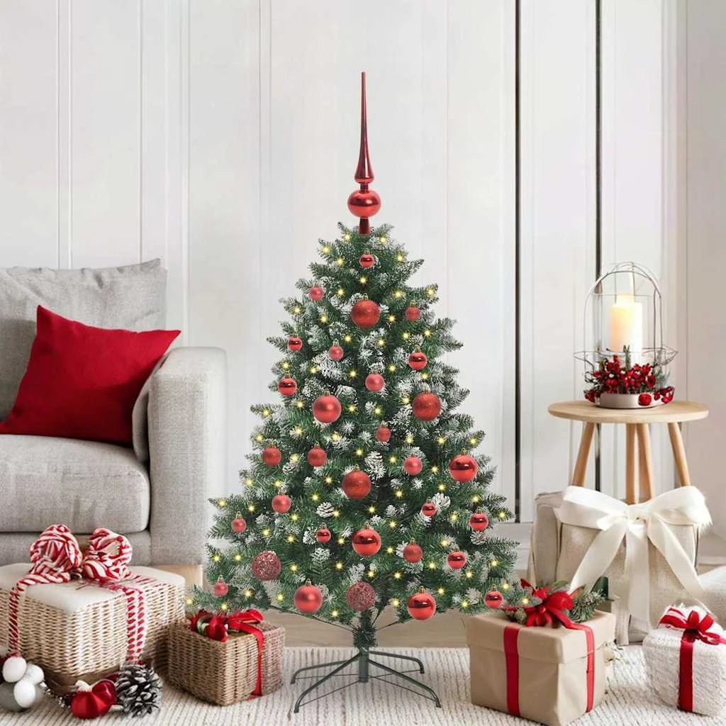 vidaXL Kunstigt juletræ med LED og kugler, Grøn 120 cm
