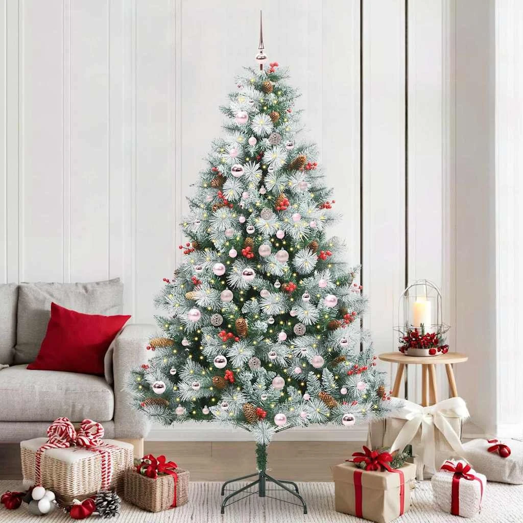 vidaXL Kunstigt Juletræ Grøn/Hvid 210 cm med LED