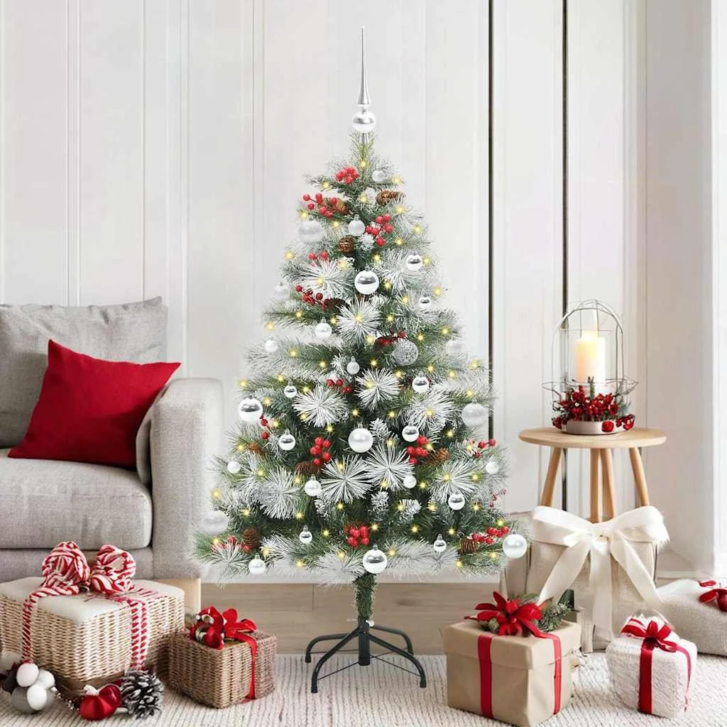 vidaXL Kunstigt Juletræ Grøn/Hvid 150 cm med LED