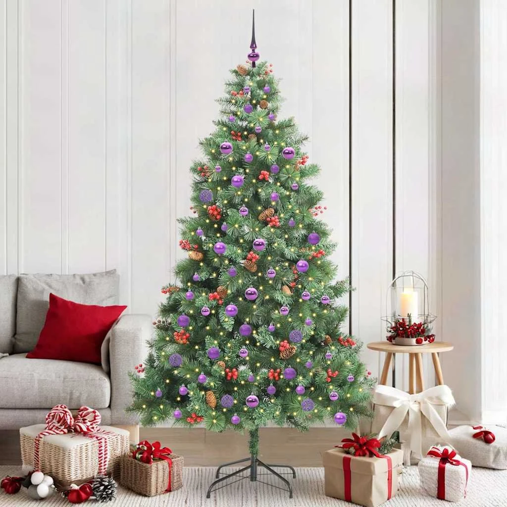 vidaXL Kunstigt juletræ 210 cm med 300 LED og pynt