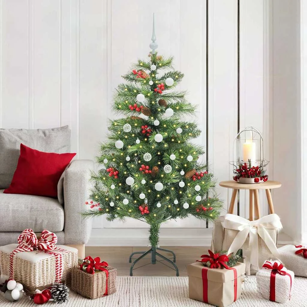 vidaXL Kunstigt Juletræ 150 cm med 150 LED og Kuglesæt