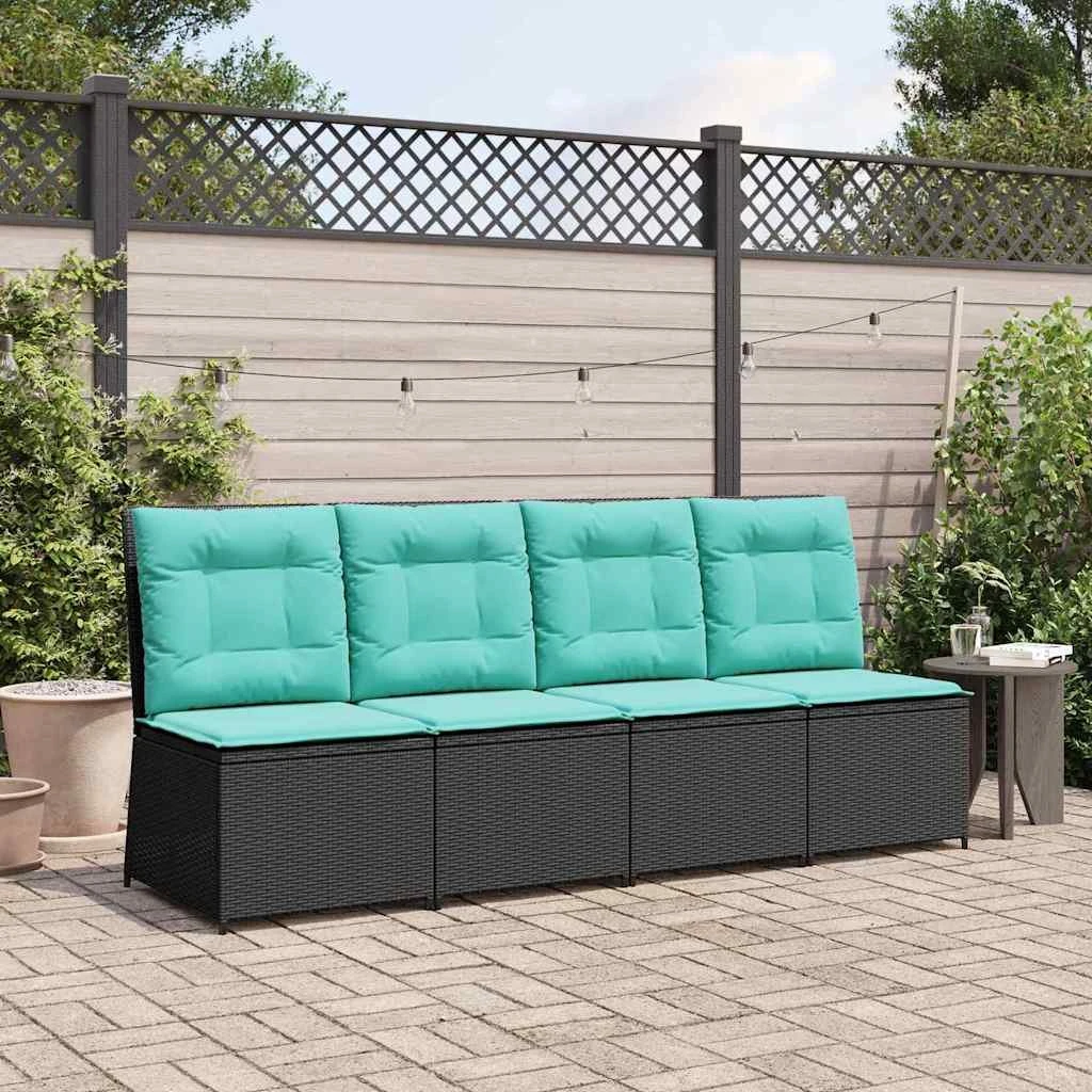 vidaXL Havemøbelsofa i polyrattan - Sort og turkis