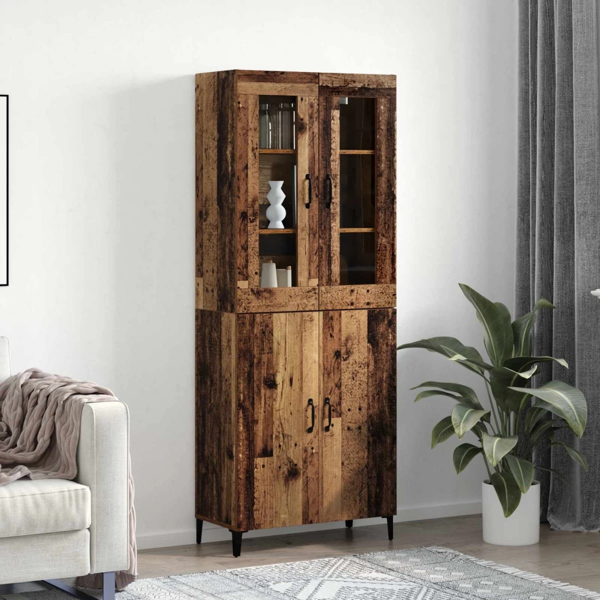 vidaXL Highboard 2 stk. Gammelt træ 69,5 x 34 x 180 cm
