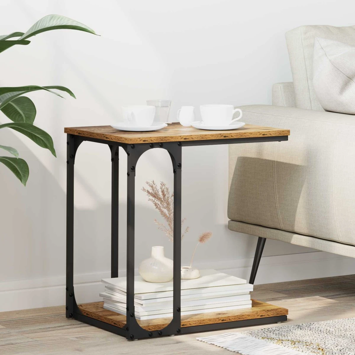 vidaXL Sidebord Gammelt træ 50 x 35 x 52 cm