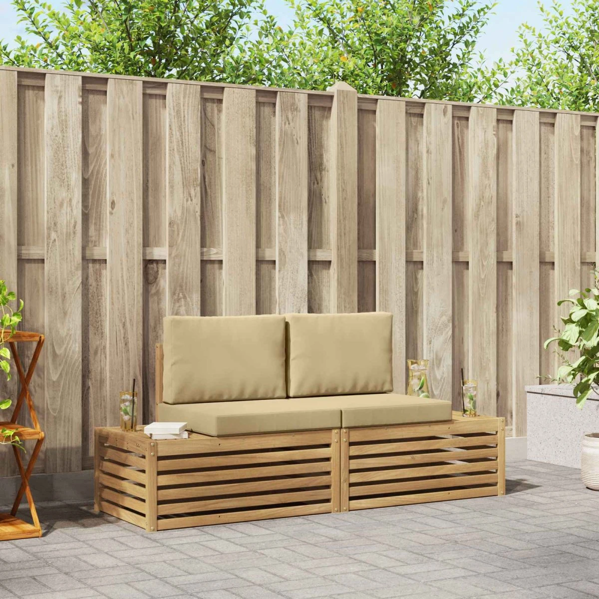 vidaXL Sofasæt 3 stk. i massivt akacietræ - 182,5 x 63 x 73 cm