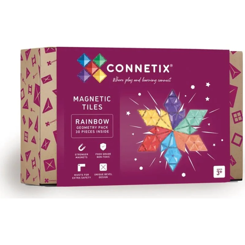 Connetix Geometry Pack - Magnetsæt 30 dele (Regnbue)