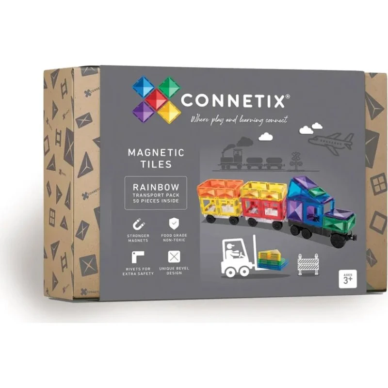 Connetix Transport Pack - 50 dele magnetisk sæt (regnbue)
