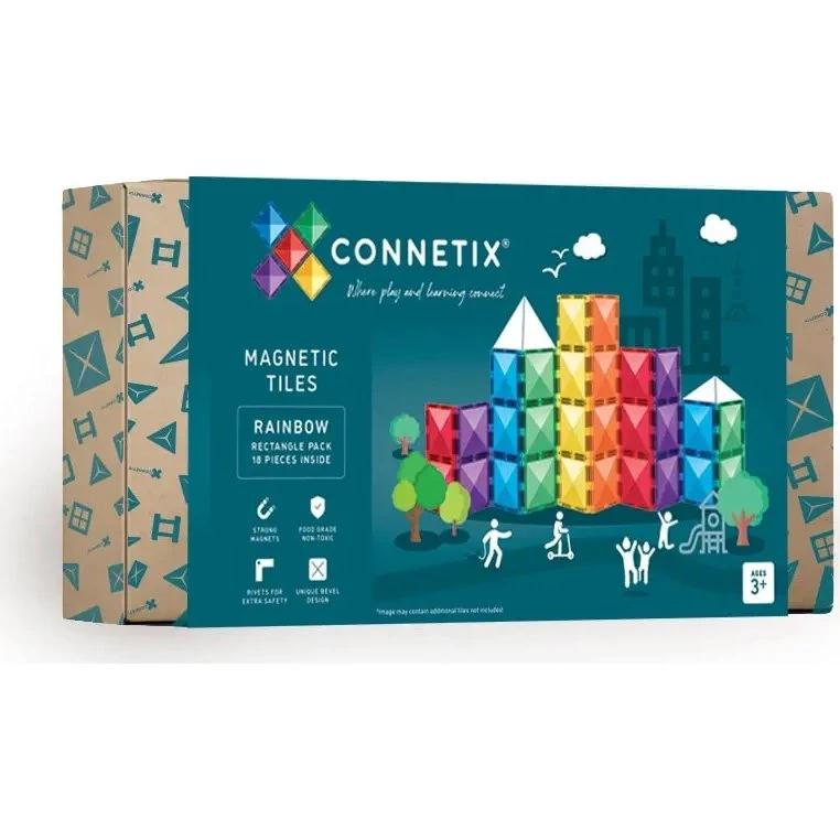 Connetix Rectangle Pack 18 dele – Rainbow